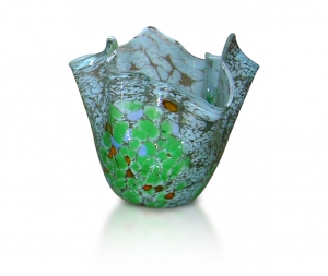 Green speckled fazzoletto vase