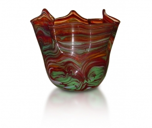 Red and green striped fazzoletto vase