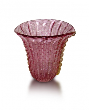 Ruby and gold tulip vase